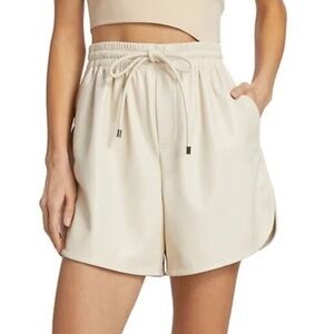 A.L.C. Faux Vegan Leather Ryder Shorts in Cream High Rise NEW Size Small